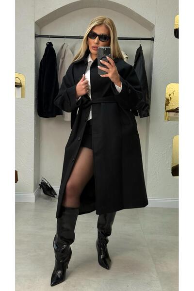 liya butik Siyah Uzun Kaban