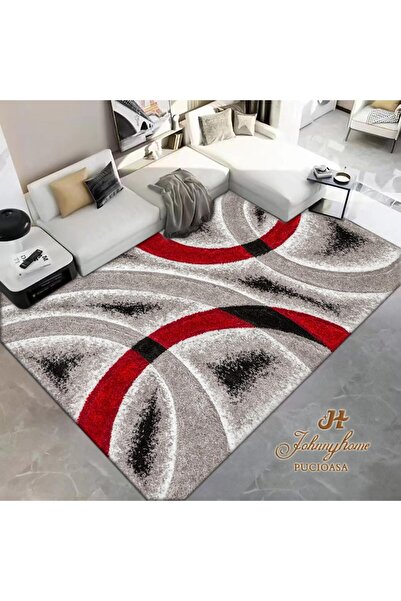 CumparaMisim Covor 100x200cm pentru Dormitor si Living, Gri - Rosu