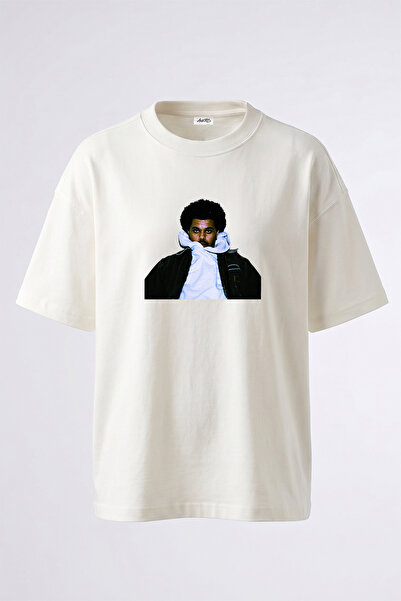 Anetos The Weeknd_49 Design Printed Oversize White T-Shirt
