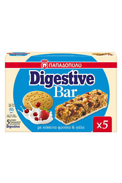 Papadopoulou ΠΑΠΑΔΟΠΟΥΛΟΥ DIGESTIVE BARS (5x28gr.) - (ΓΑΛΑ ΚΑΙ ΦΡΟΥΤΑ)