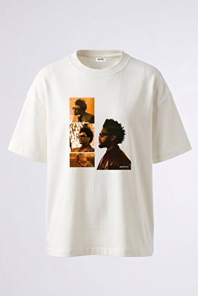 Anetos The Weeknd_14 Design Printed Oversize White T-Shirt