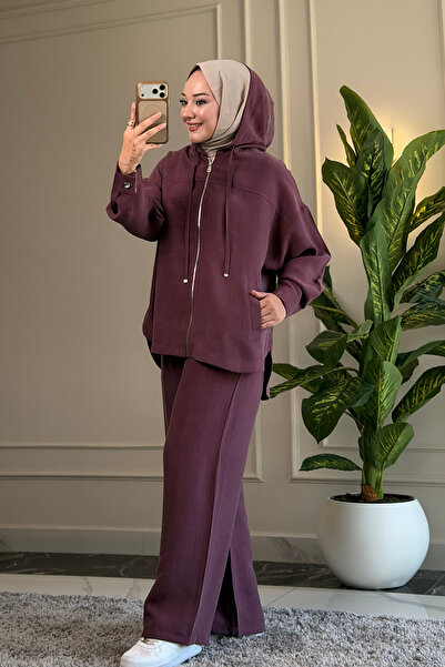 Suede Style 6392 - Stylish Comfortable Modal Fabric Hooded Casual Women's Set