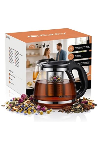 Ruhhy Graduated carafe with infuser Ruhhy, 2L glass teapot for tea and coffee...