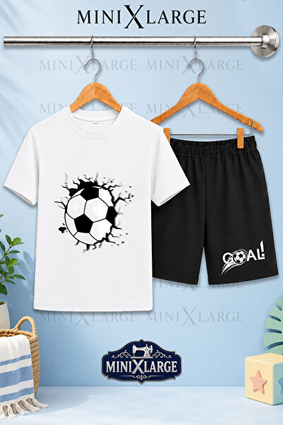 MINIXLARGE Çocuk Tişört - Şort Takım FUTBOL TOPU GRAFT Özel Baskılı Unisex Bi...