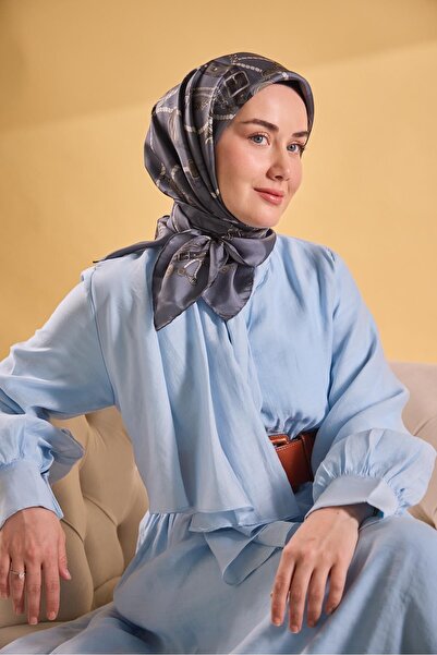 Silk Home Twill Silk Detailed Belt Scarf Smoked 90X90