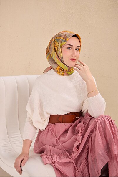 Silk Home Twill İpek Eşarp Art Desen Soluk Turuncu 90x90