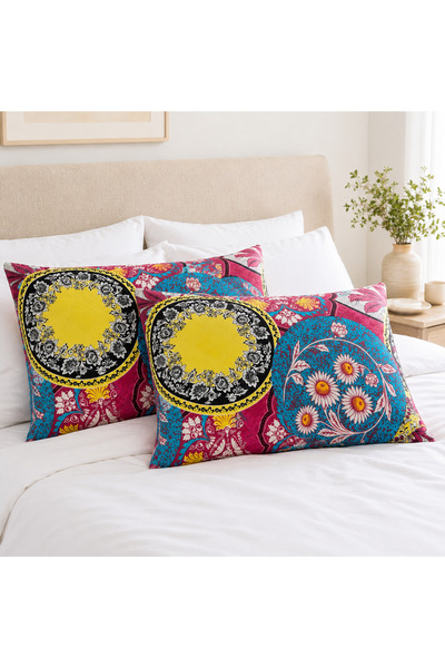 Kotonia Home Set de 2 perne matlasate - 50x70 cm, 630 g/buc, decor floral 07