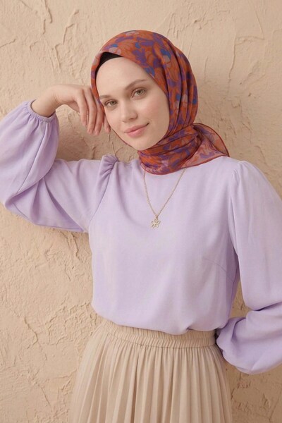 Silk Home Soft Scarf Floral Line Orange 90X90