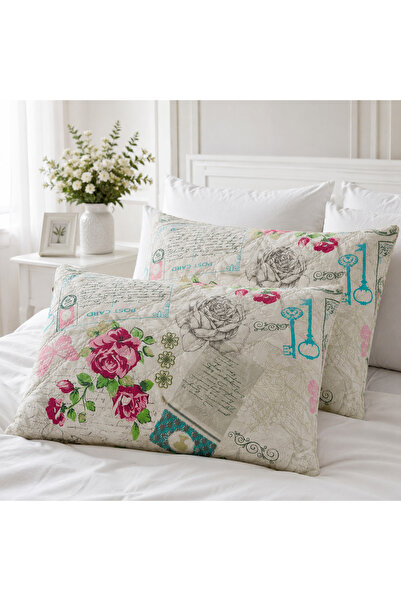 Kotonia Home Set de 2 perne matlasate 50x70 cm, 630 g/buc, decor floral 013