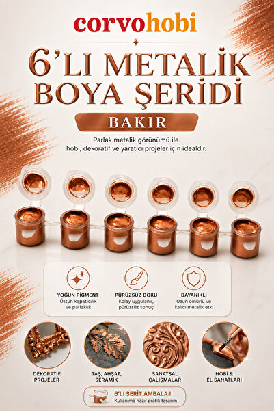 corvo hobi Bakır Akrilik Boya Yaldızlı Akrilik Hobi Boyası Bakır Renk Etkinli...