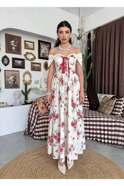 conconmoda Beka Midi Çiçekli Elbise