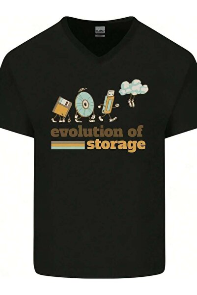 4Car تي شيرت Storage Evolution R HD Dr USB Stick CD S V Neck، تي شيرت بطبعة ع...