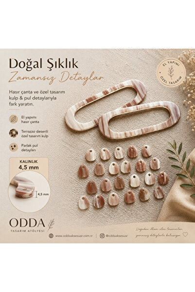 ODDA TASARIM ATÖLYESİ OZEL TASARIM KEMIK HAMMADDE ELİPS DELİKLİ CANTA KULP VE...