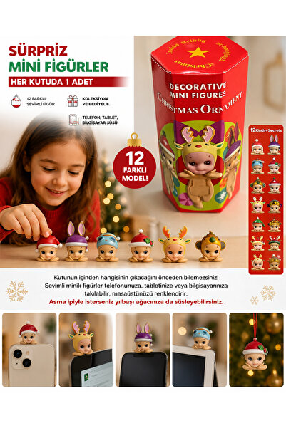 DEVU Christmas Hippers Yılbaşı Temalı Sürpriz Oyuncak Telefon Süsü Mini Figür...