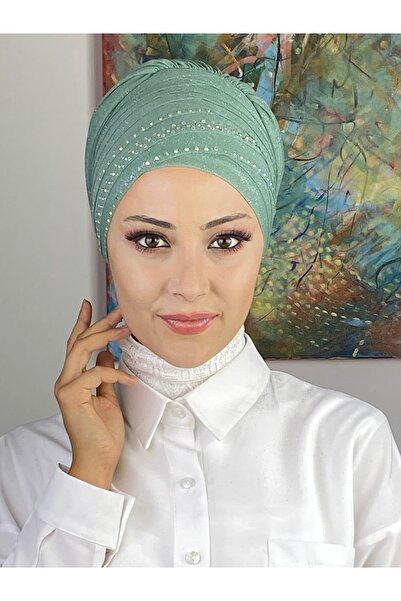 MY UKİYO STORE Sıralı Kristal Taş Baskı Abiye Bone Şal