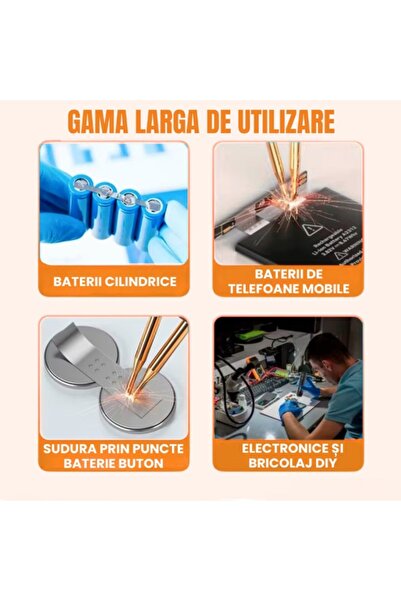 AWithZ Aparat de sudură în puncte portabil puternic pentru baterii (2 pini): Ecran LCD color de 1.5 inch, 90-99 nivele de putere, Moduri automat și manual, Monitorizare temperatură, Baterie reîncărcabilă, Bandă de nichel inclusă - Ideal pentru sudarea bateriilor