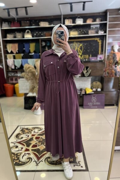 HÜMEYRA BUTİK Beli Tunnel Shirt Collar Dress