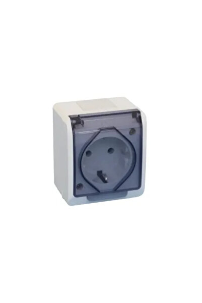 Z-Tools Priză simplă de suprafață cu capac transparent, Z-TOOLS, alb / ZTS9067