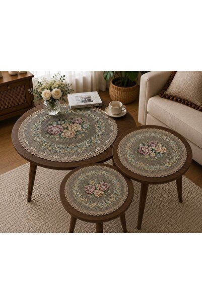Yeshome Collection غطاء فسكوس رويال بوكيه شينيل 3 قطع 1X (50x دائري) - 1X (40...