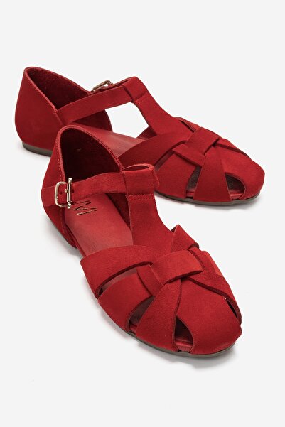 LuviShoes صندل نسائي من الجلد الطبيعي باللون الأحمر من ALINA