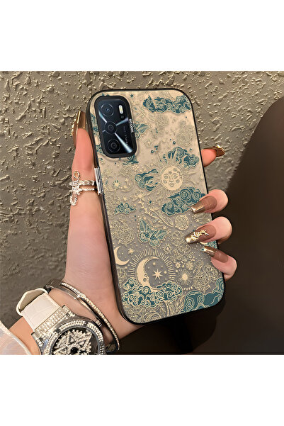 ARTISHELL Oppo A55 4G Uyumlu Altın Renkli Güneş Ay Deseni Şık Telefon Kılıfı
