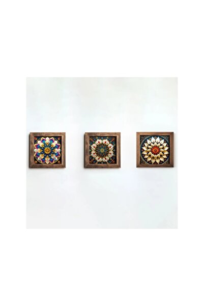 OEM Set de 3 tablouri decorative înrămate din MDF, 16x16x2 cm, imprimare UV, ...