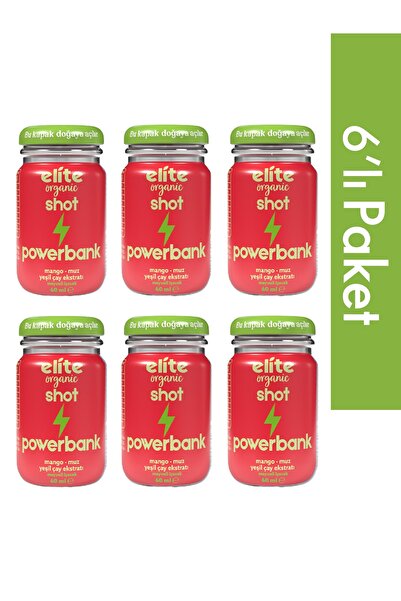 Elite Naturel 6'lı Shot Powerbank Yeşil Çaylı Meyveli İçecek - 60 ml