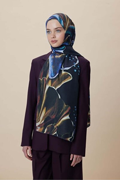 Maisa Mevce Cotton Silk Shawl Dark Blue Gold