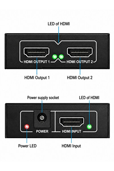 ANKTEK 2 Port 4K HDMI Splitter Switch Çoğaltıcı Ekran Monitör... Çoklayıcı, 2 Ekrana Aynı Anda Görüntü ve Ses Aktarır