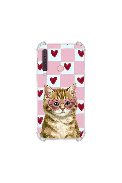 PrintiFy Samsung Galaxy A9 2018 ile Uyumlu Pembe Pötikare Serisi Çapkın Mırna...