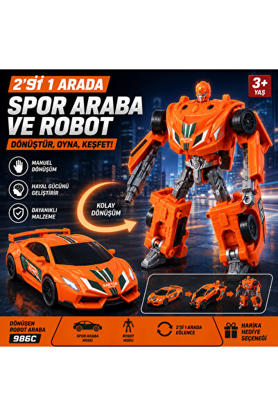 TRUST STORE Transforming Robot Car 2-in-1 Sports Car and Robot Toy Manual Tra...