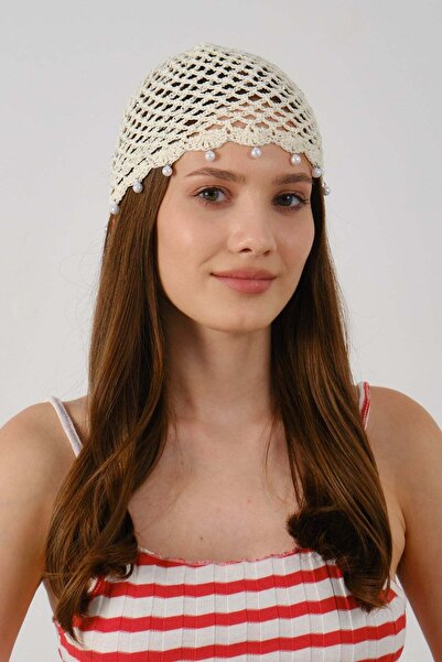 C&City Fine Detailed Mesh Knitted Summer Beanie Y8257 Cream