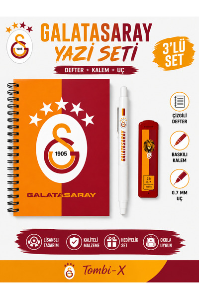 Galatasaray Cim Bom Bom 3’lü Kırtasiye Seti – Spiralli Defter, Baskılı Kalem ...
