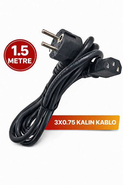 nelerbulurum 1.5 Metre 3x0.75 Kalın Kablo Topraklı Güç Kablosu – Bilgisayar K...