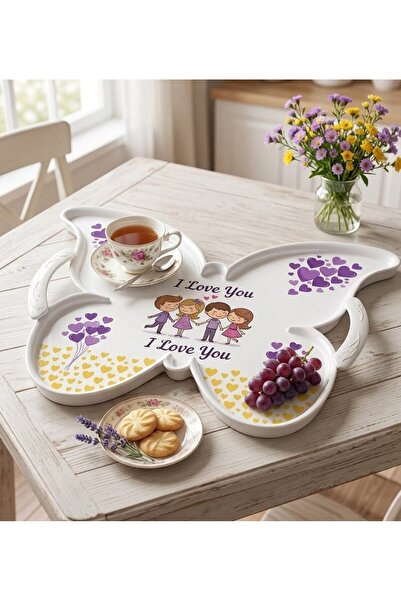 Beray Butterfly Patterned Decorative Presentation Tray |   Tea, Coffee and Br...