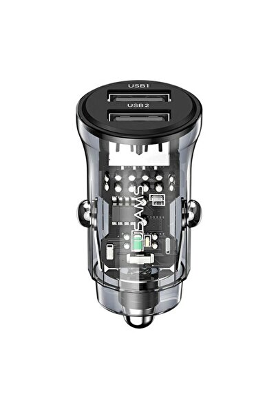 Usams C31 Încărcător auto rapid dual USB-A 3A, Negru