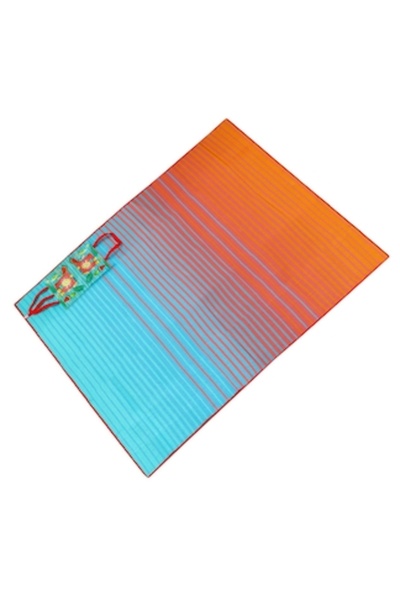 ivokid Covoraș de plajă cu dungi duble colorate 200x180cm