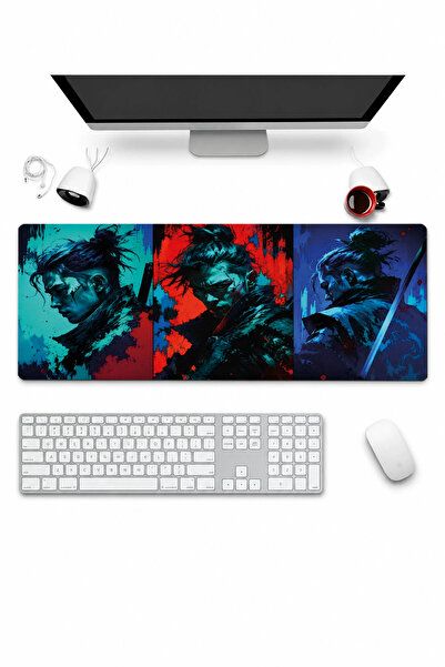 SonicTouch Keyboard Mousepad 32X70Cm Neon Samurai Seamless Smooth Liquid-Proo...