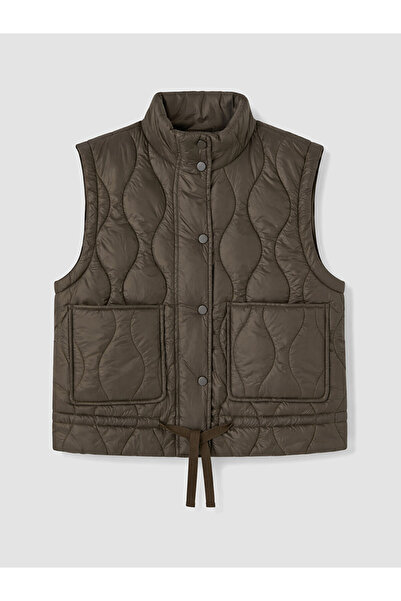 LC Waikiki Brown Quilted Oversize Women's Puffer Vest