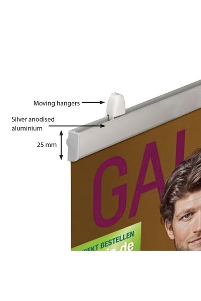 reklam etkisi Poster Tutucu Alüminyum 50 cm - Aletsiz Kurulan Askı Rayı Snap Rail