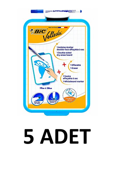 Bic 5 Adet Velleda Kalem Ve Silgi Yazı Tahtası 19x26cm