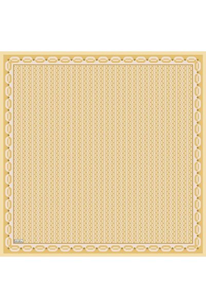 Levidor Yellow Twill Silk Scarf with Ring Detail on the Edges