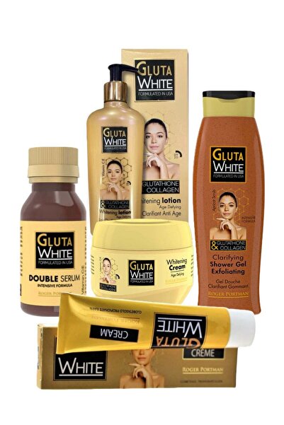 GLUTA WHITE 5-Piece Set – Glutathione & Collagen Whitening Body Cream 275ml, ...