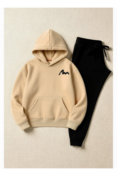 TREND EMMODA سويت شيرت نسائي بقلنسوة وجيوب كانجارو بتصميم مينيمال على شكل حرف M