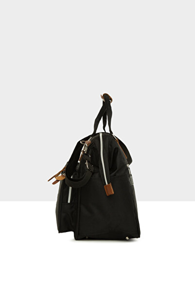 Bagmori Siyah Baby Bag Baskılı Geniş Cepli Anne Bebek Çantası M000008779