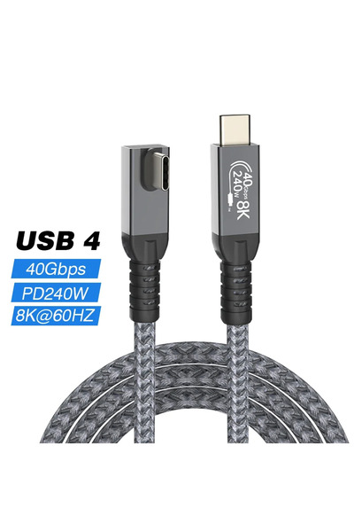Choice11 كابل BSN Thunderbolt4 بطول 1 متر، كابل USB4 بزاوية 90 درجة، كابل PD2...