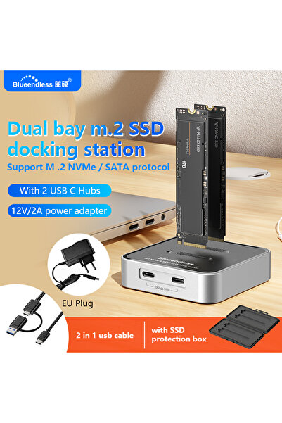 Choice1 SD09 EU PLUG Blueendless Duay-Bay M.2 NVMe / SATA Protocol SSD Dockin...