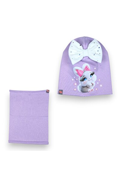 PANPAN BOYA Set căciulă și fular cu fundă, model iepure, de primăvară, 50-54c...