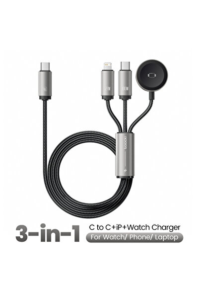 Choice toocki 1.2m Gray Toocki 100W USB C To USB C iP Port Cable 3-in-1 Fast ...