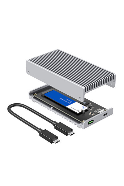 Choice علبة خارجية لـ M.2 NVMe بسرعة 40 جيجابت في الثانية، فضية بدون مروحة، U...